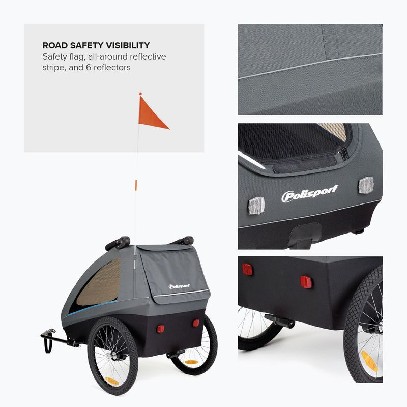 Fahrradanhänger Polisport Kids Trailer&Stroller black/grey 5