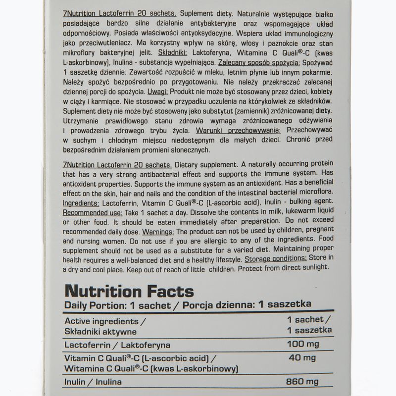 Lactoferrin 90% 7Nutrition 100mg Immunität 20 Beutel 7Nu000457 2
