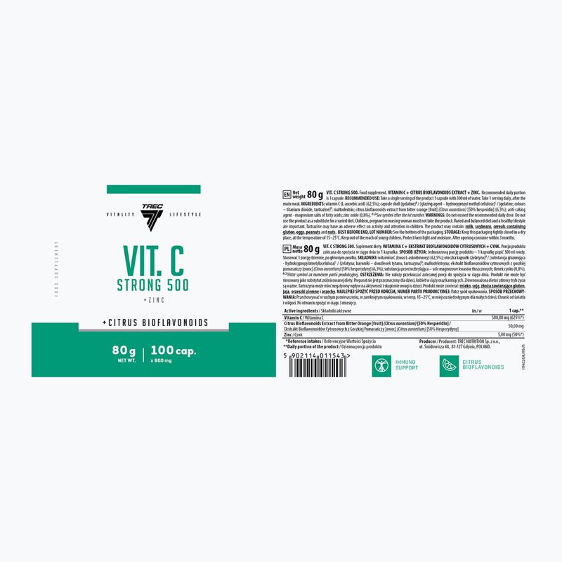 Vitamin C Trec Vit.C Strong 500 100 Kapseln 2