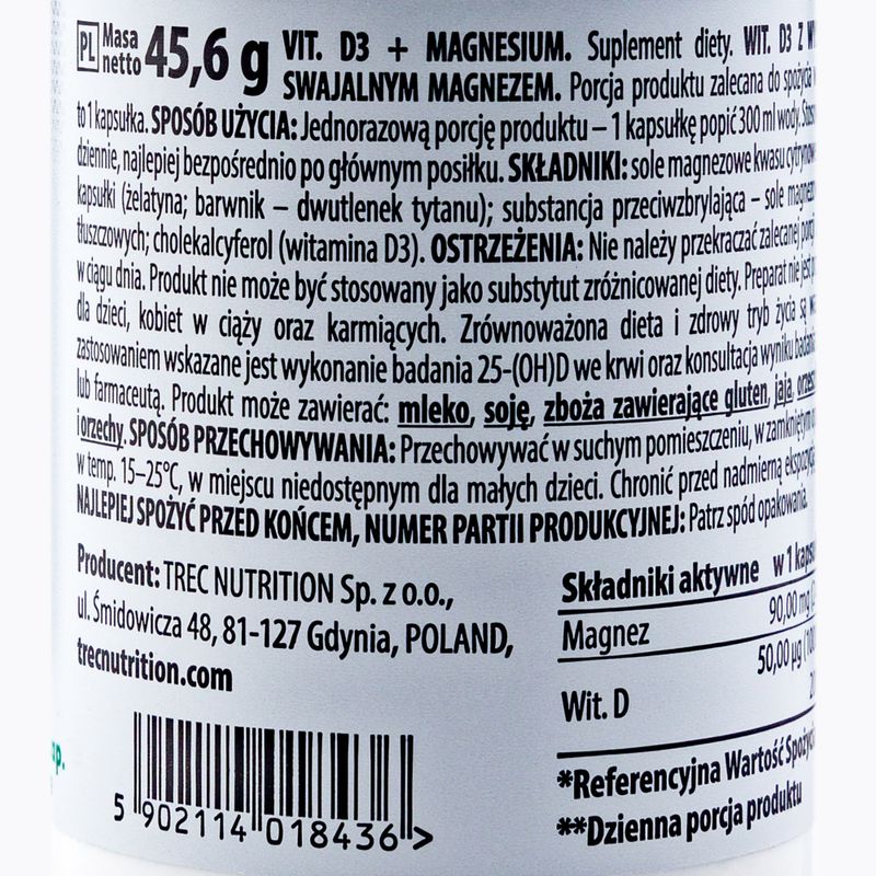 Vitamin D3 + Magnesium Trec Vitamin D3 + Magnesium 60 Kapseln TRE/814 2