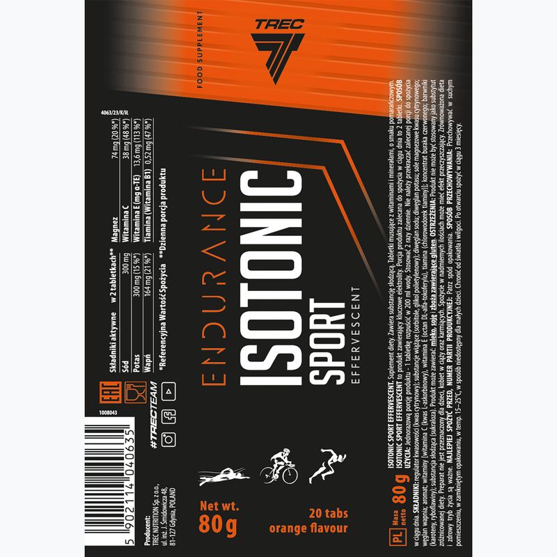 Isotonische Tabletten Trec Isotonic Sport Effervescent 20 Tabletten Orange  3