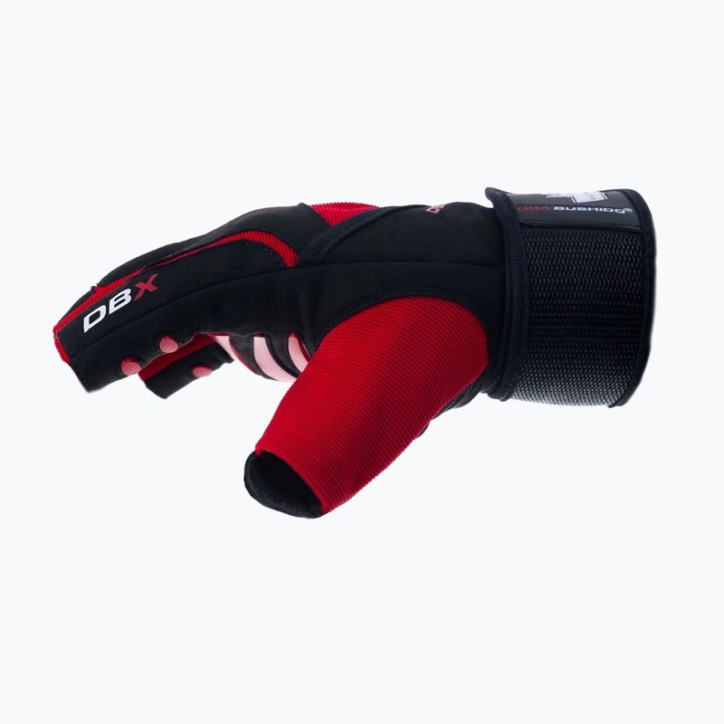 DBX BUSHIDO Gym Workout Handschuhe mit langem Klettverschluss und Griffsystem schwarz/rot 4