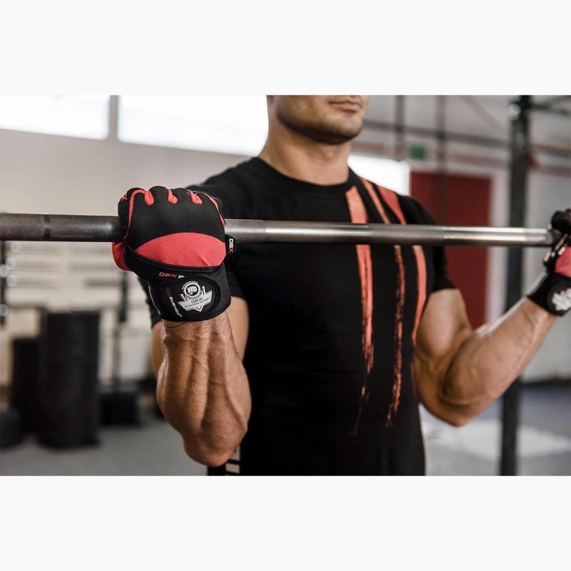 DBX BUSHIDO Gym Workout Handschuhe mit langem Klettverschluss und Griffsystem schwarz/rot 10