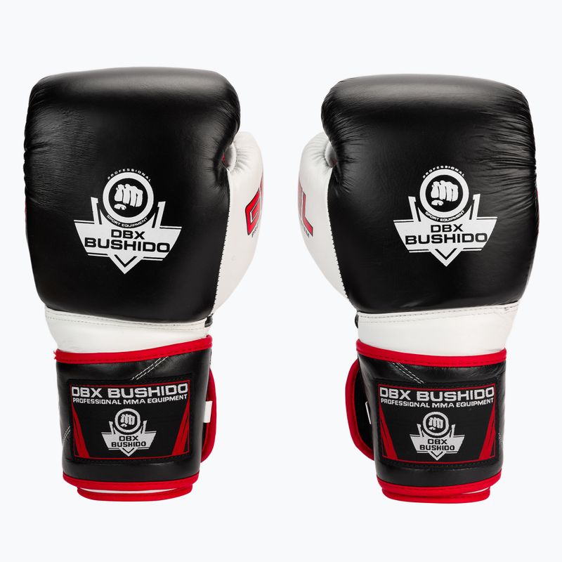 Bushido Naturleder Boxhandschuhe mit Gel-Technologie schwarz B-2v11a-12oz