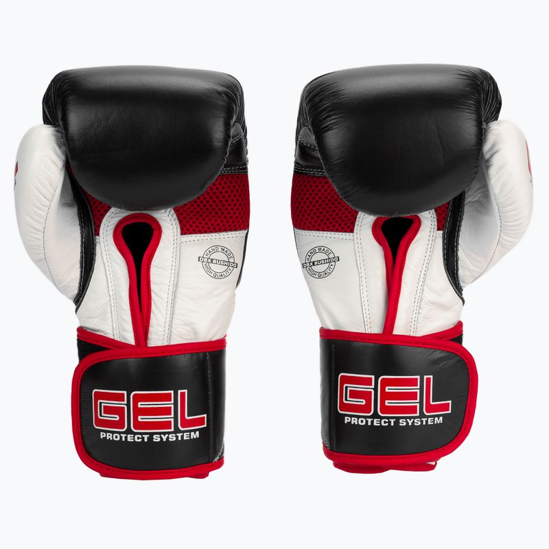Bushido Naturleder Boxhandschuhe mit Gel-Technologie schwarz B-2v11a-12oz 2