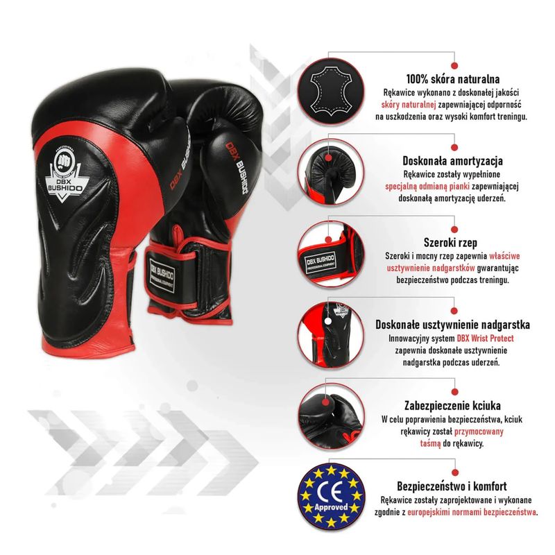 Bushido Boxhandschuhe mit Handgelenk schützen System schwarz Bb4-12oz 12