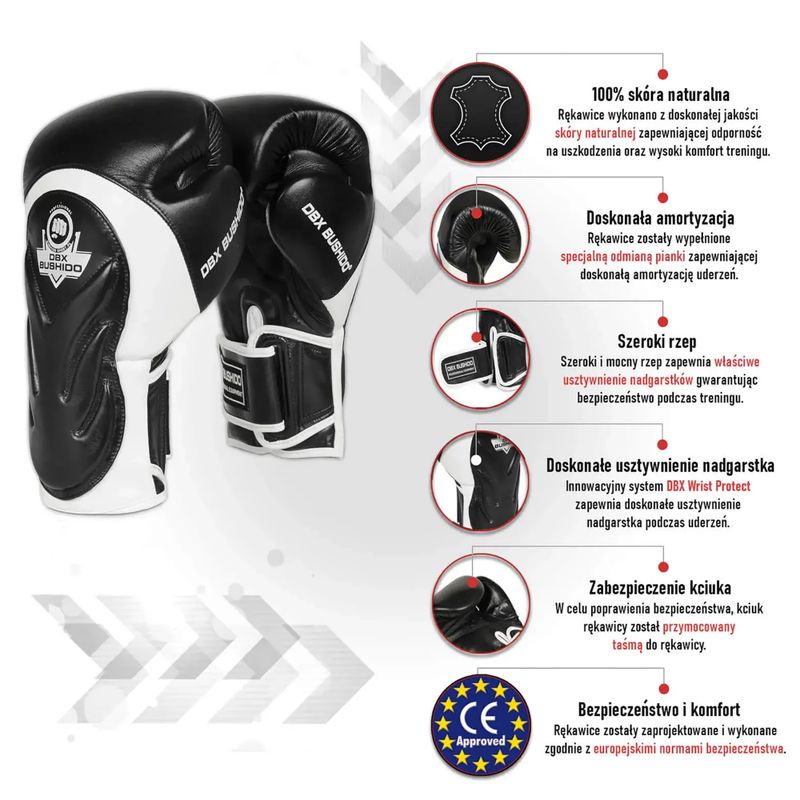 Bushido Boxhandschuhe mit Wrist Protect System schwarz Bb4-12oz
