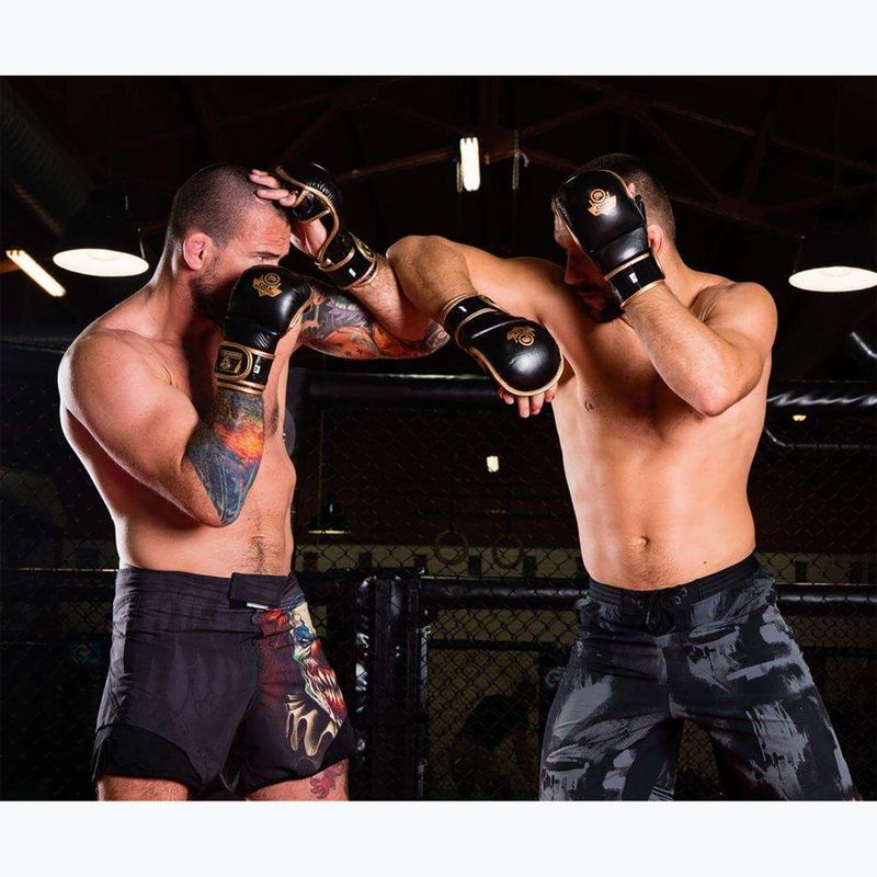 Bushido Leder MMA Training Sparring Handschuhe schwarz Arm-2011D-L