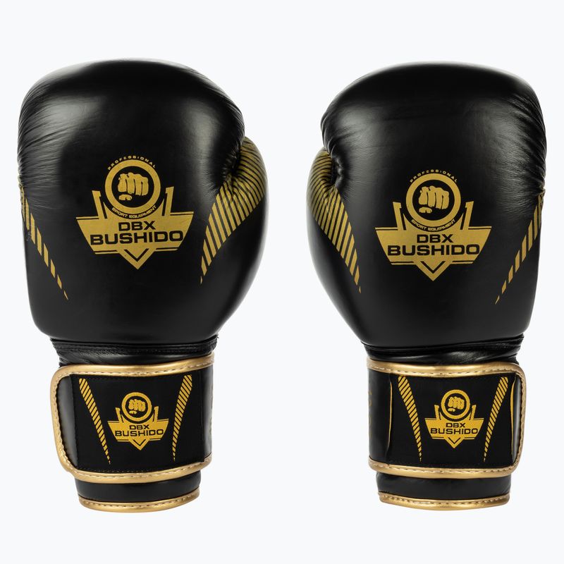 Bushido Naturleder Boxhandschuhe schwarz B-2v13-10oz