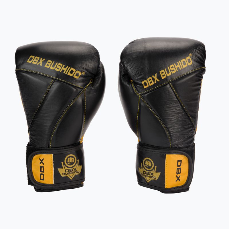 Bushido Naturleder Boxhandschuhe schwarz B-2v14-10oz