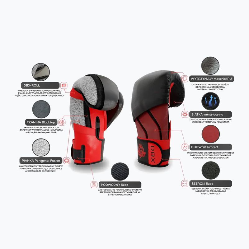 DBX BUSHIDO "Hammer - Rot" Muay Thai Boxhandschuhe schwarz/rot 14