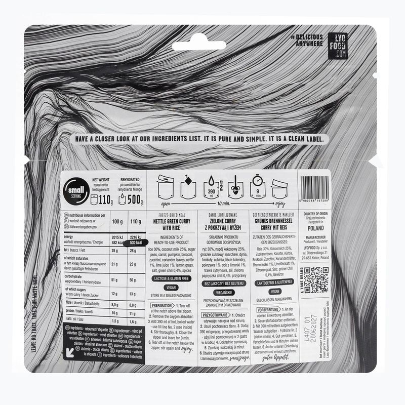 Gefriergetrocknete Lebensmittel LYOFOOD Grünes Curry mit Brennnessel und Reis LF-7289 2
