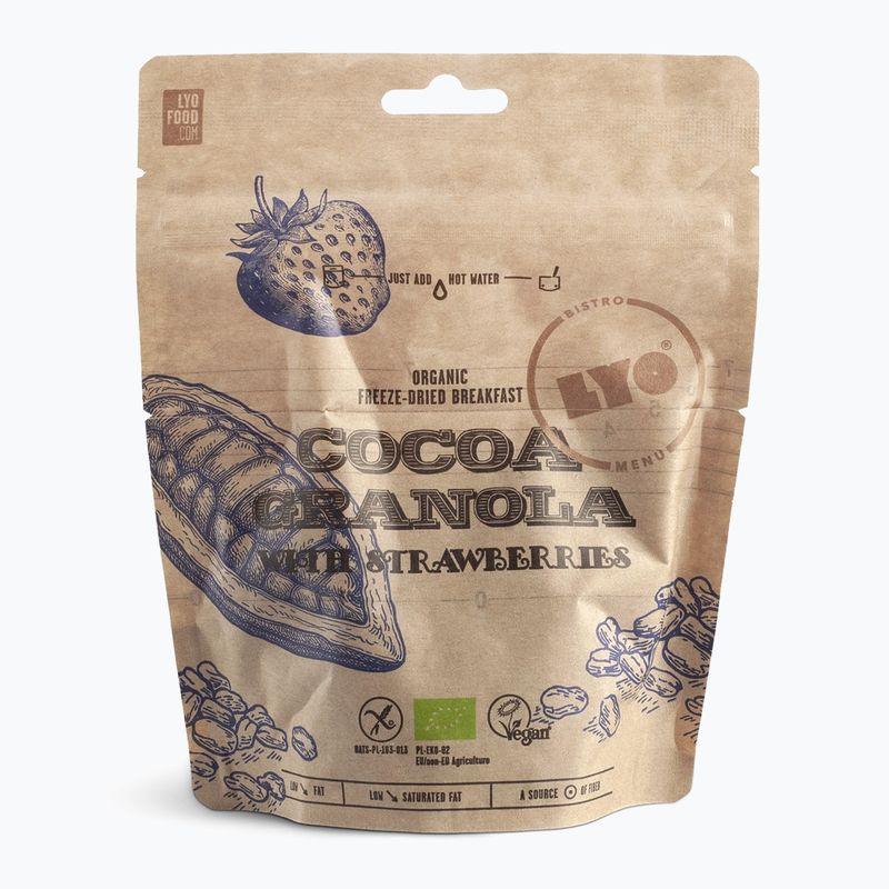 Gefriergetrocknete Lebensmittel LYOFOOD Kakao-Granola mit Erdbeeren 270 g