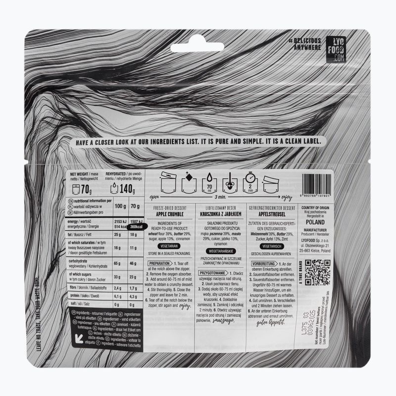 Gefriergetrocknete Lebensmittel LYOFOOD Apfel-Crumble LF-7821 2