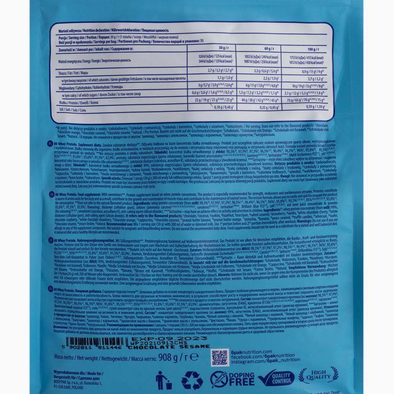 Molke 6PAK Protein 80 908g Schokolade-Sesam PAK/162#SEZCZ 2