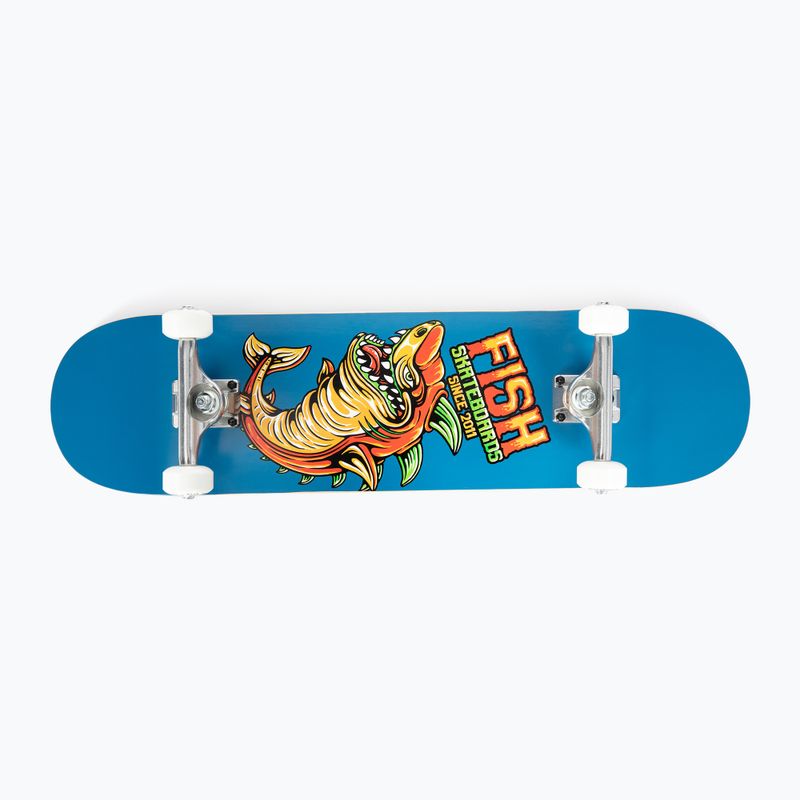 Fish Skateboards Zack Anfänger klassisches Skateboard 8.0' blau SKATE-ZAC-SIL-WHI 4