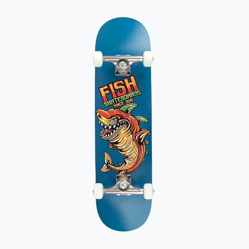 Fish Skateboards Zack Anfänger klassisches Skateboard 8.0' blau SKATE-ZAC-SIL-WHI 8