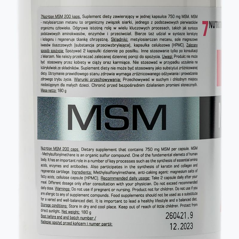 MSM 7Nutrition 750mg Gelenkregeneration 200 Kapseln 7Nu000139 2