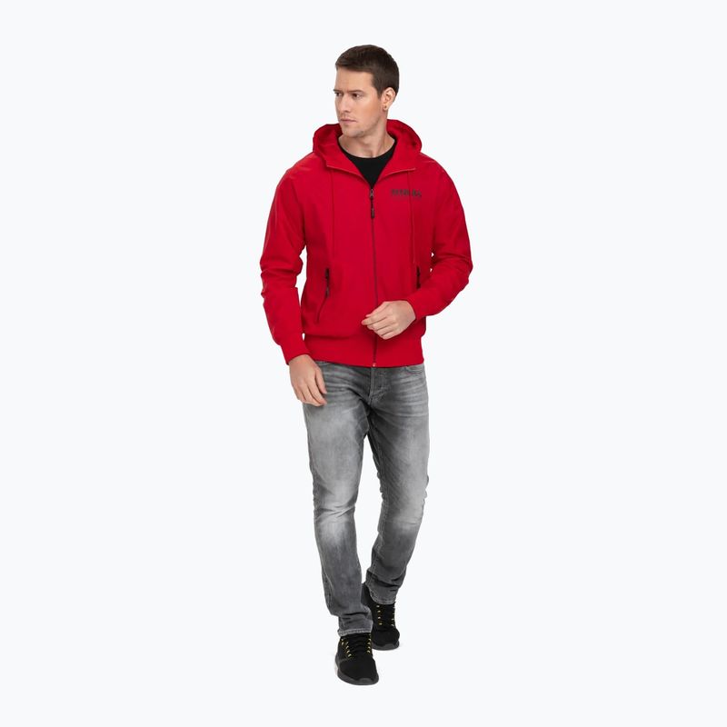 Herren Pitbull West Coast Athletic Nylonjacke mit Kapuze rot 2