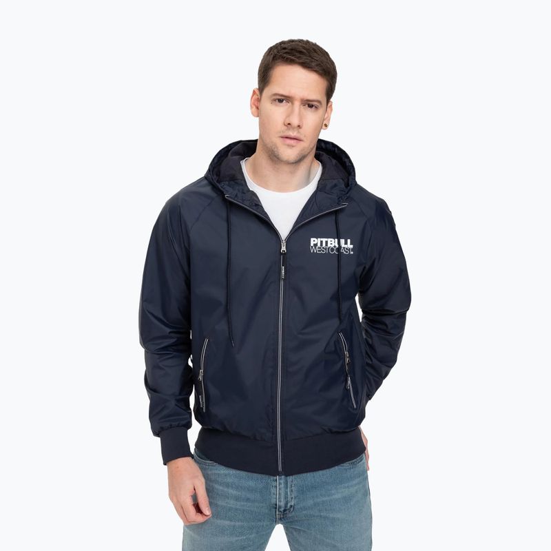 Herren Pitbull West Coast Athletic Kapuzen-Nylonjacke dunkel navy