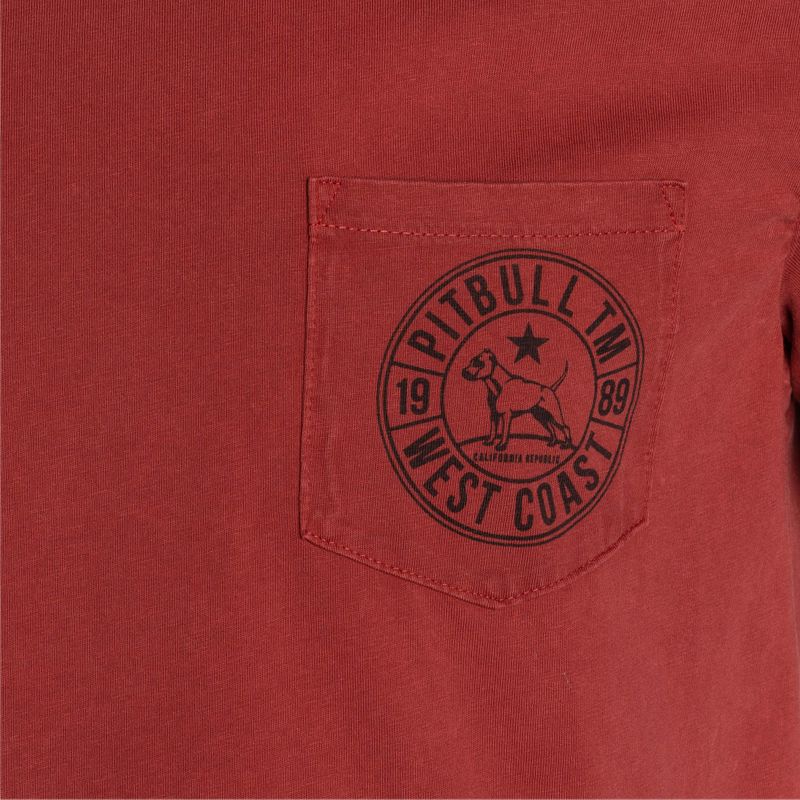 Herren-T-Shirt Pitbull West Coast T-Shirt Circle Dog burgundy