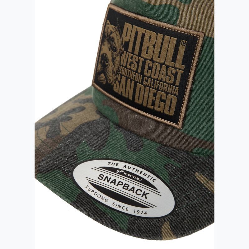 Herren Pitbull West Coast Mesh Snapback Kappe,,Blood Dog" Camo Trucker Holz/Schwarz 3