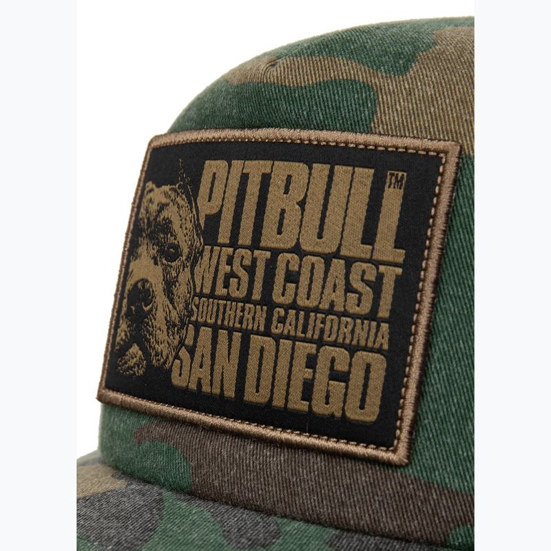 Herren Pitbull West Coast Mesh Snapback Kappe,,Blood Dog" Camo Trucker Holz/Schwarz 4