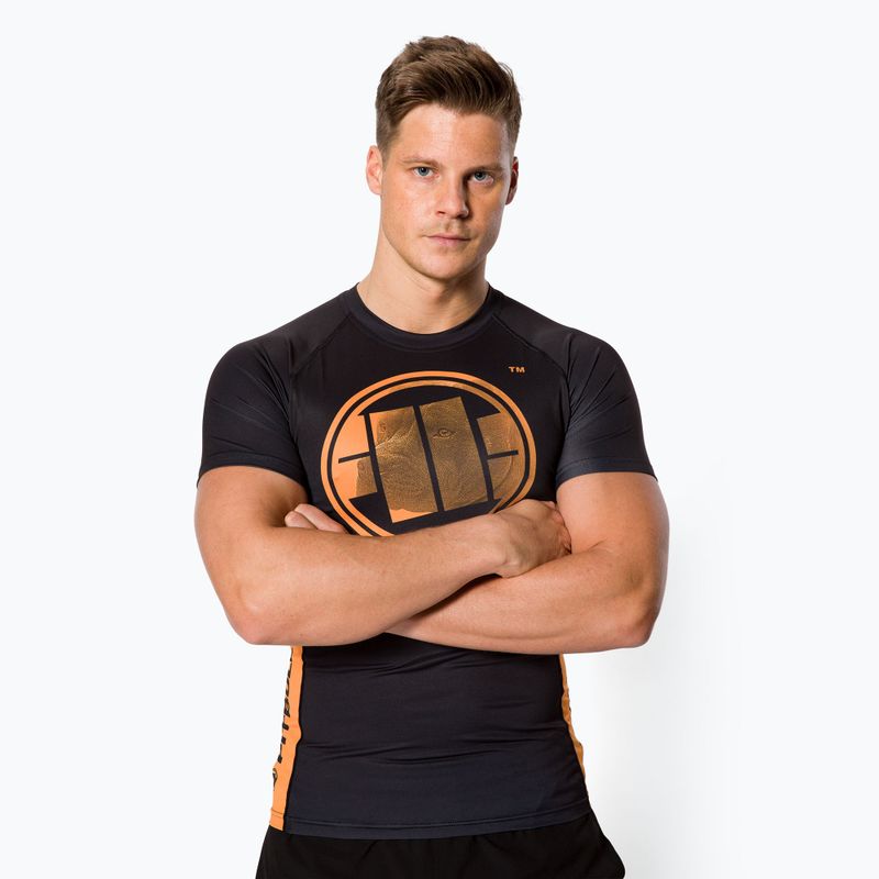Rashguard für Männer Pitbull West Coast Rash T-S Orange Dog black