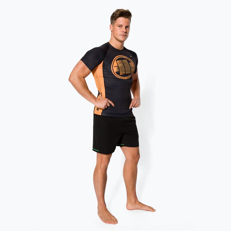 Rashguard für Männer Pitbull West Coast Rash T-S Orange Dog black 2