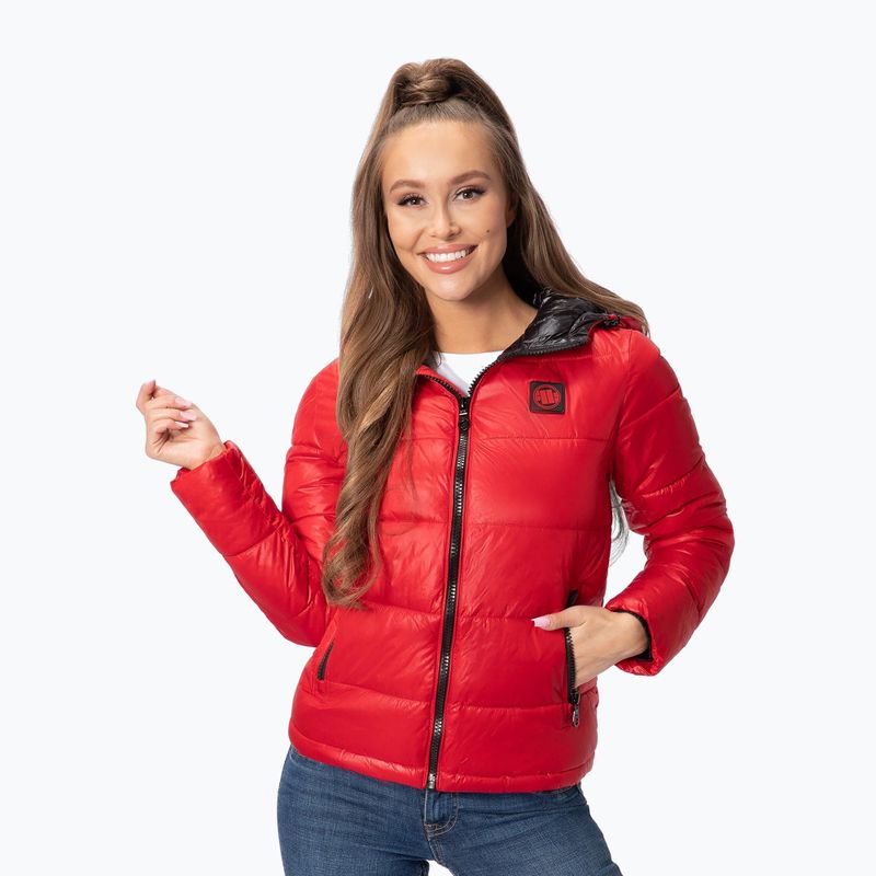 Daunenjacke für Frauen Pitbull West Coast Shine Quilted Hooded red