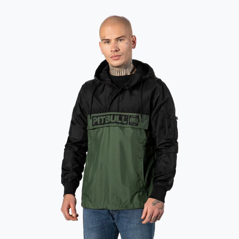 Pitbull West Coast Herrenjacke Loring Zweifarbiges Känguru schwarz/oliv