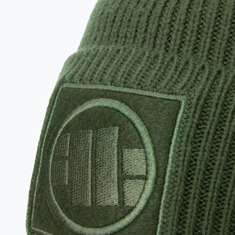 Pitbull West Coast Beanie Logo Einschichtige Manschette olive Wintermütze 3