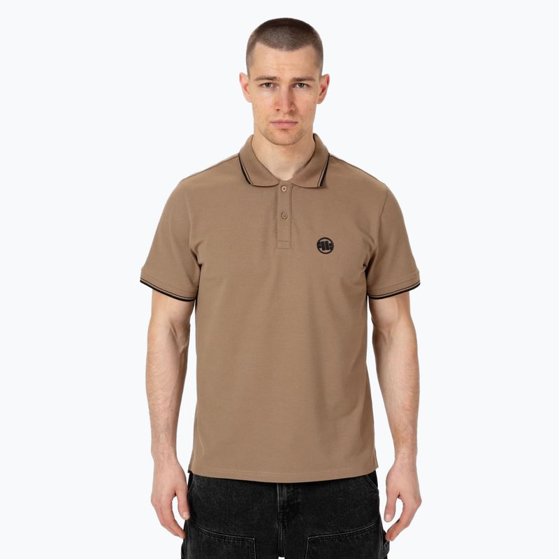 Herren Pitbull West Coast Polo Shirt Pique Stripes Regular coyote brown