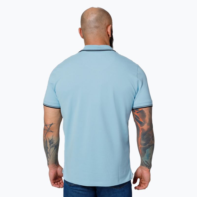 Herren Pitbull West Coast Polo Shirt Pique Streifen Regular hellblau