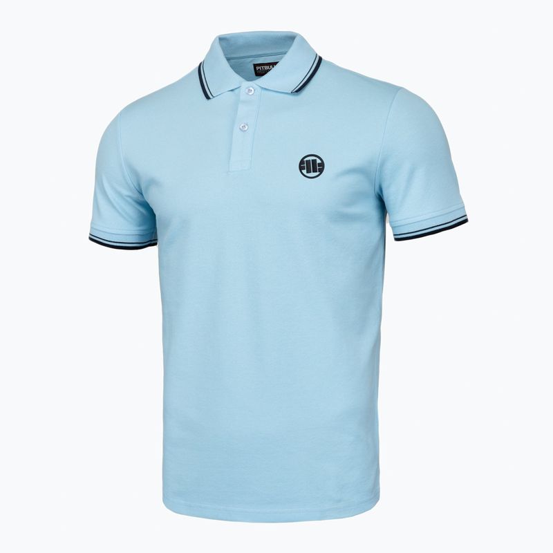 Herren Pitbull West Coast Polo Shirt Pique Streifen Regular hellblau