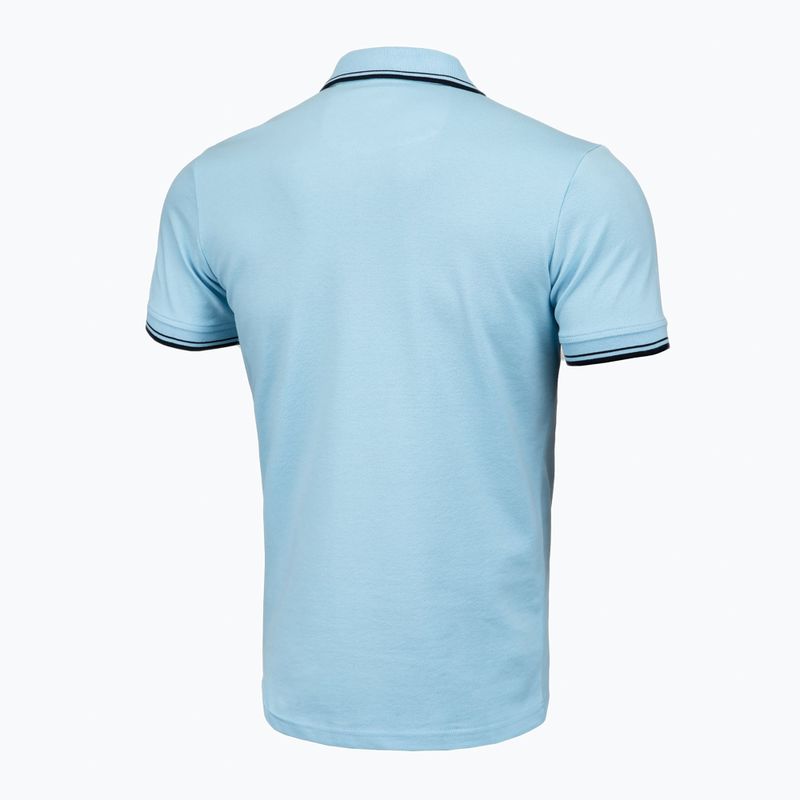 Herren Pitbull West Coast Polo Shirt Pique Streifen Regular hellblau