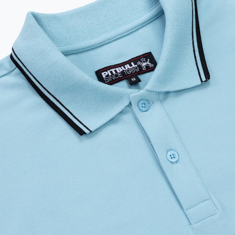 Herren Pitbull West Coast Polo Shirt Pique Streifen Regular hellblau