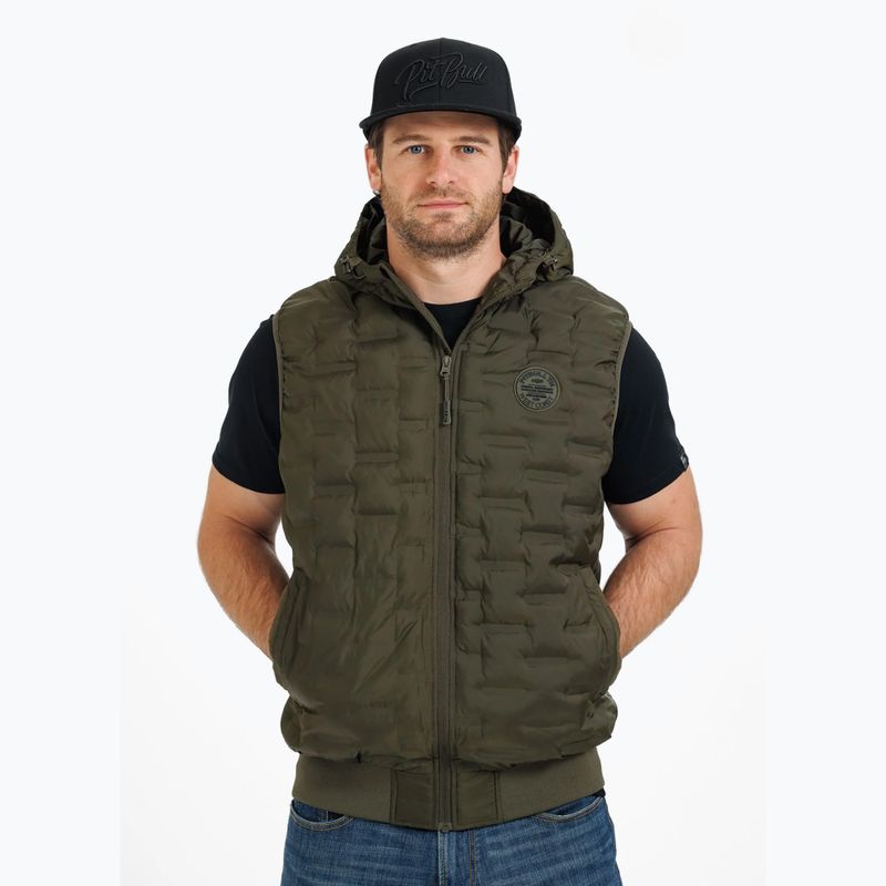 Men's Pitbull Carver Steppjacke mit Kapuze ärmellos oliv