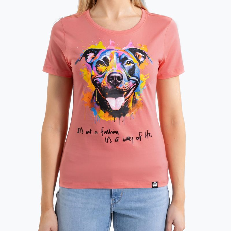 Shirt Damen Pitbull Watercolor coral 4