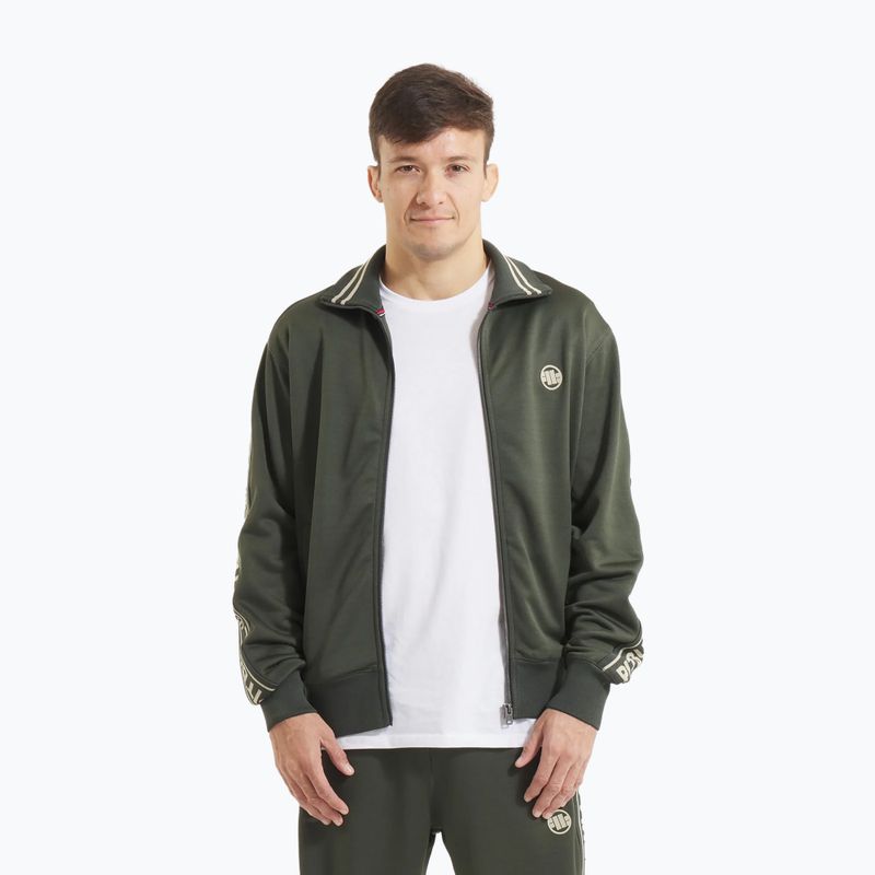 Hoodie Sweatshirt Herren Pitbull Trackjacket Tape Logo Terry Group old green
