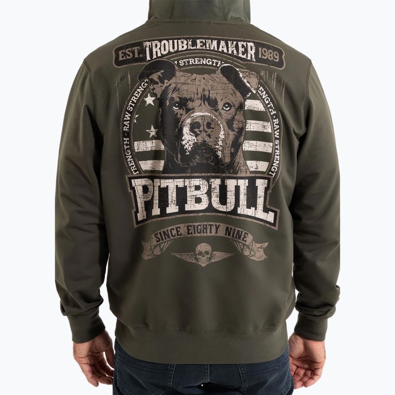 Herren Pitbull Troublemaker Sweatshirt mit Kapuze und Reißverschluss altgrün 3