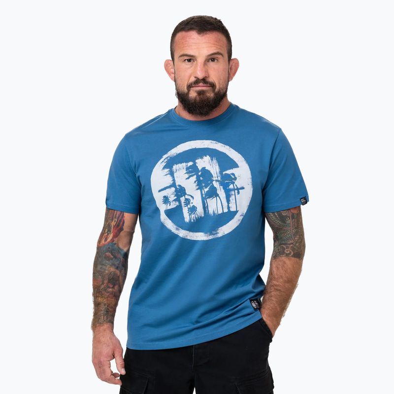 Herren Pitbull Logo Palmen Farbton blau t-shirt