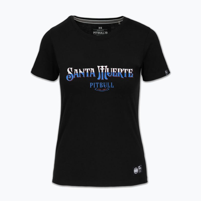 Pitbull Frauen-T-Shirt Santa Muerte Blau schwarz 4