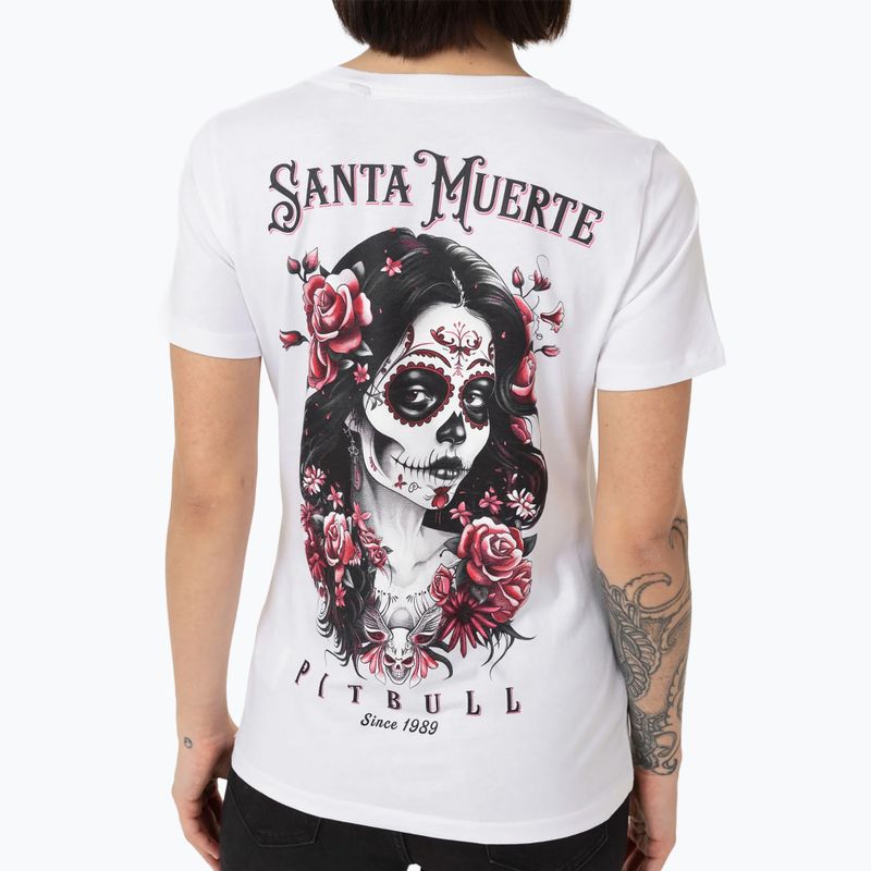 Pitbull Santa Muerte Frauen-T-Shirt Rose weiß 3