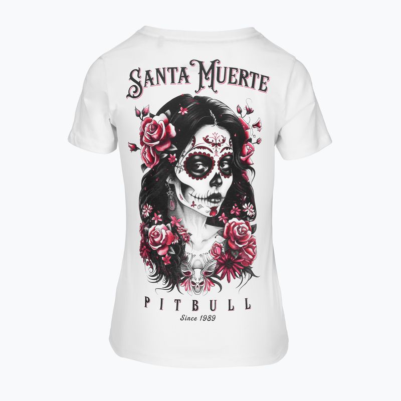 Pitbull Santa Muerte Frauen-T-Shirt Rose weiß 4