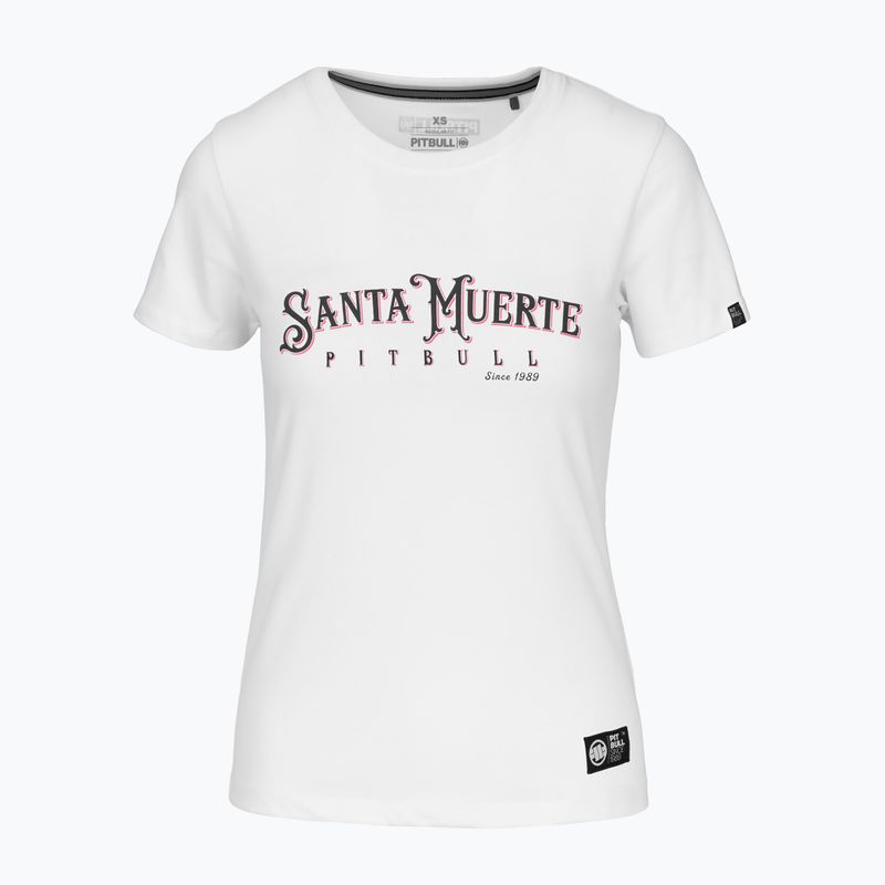 Pitbull Santa Muerte Frauen-T-Shirt Rose weiß 5