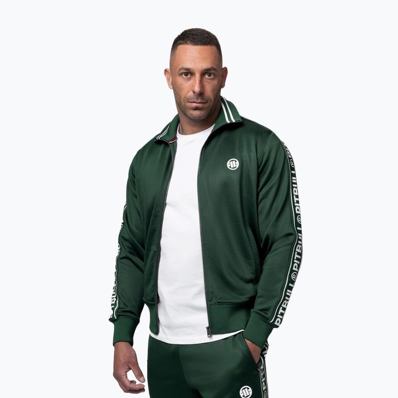 Herren-Sweatshirt Pitbull Trackjacket Tape Logo Terry Group bottle green 4