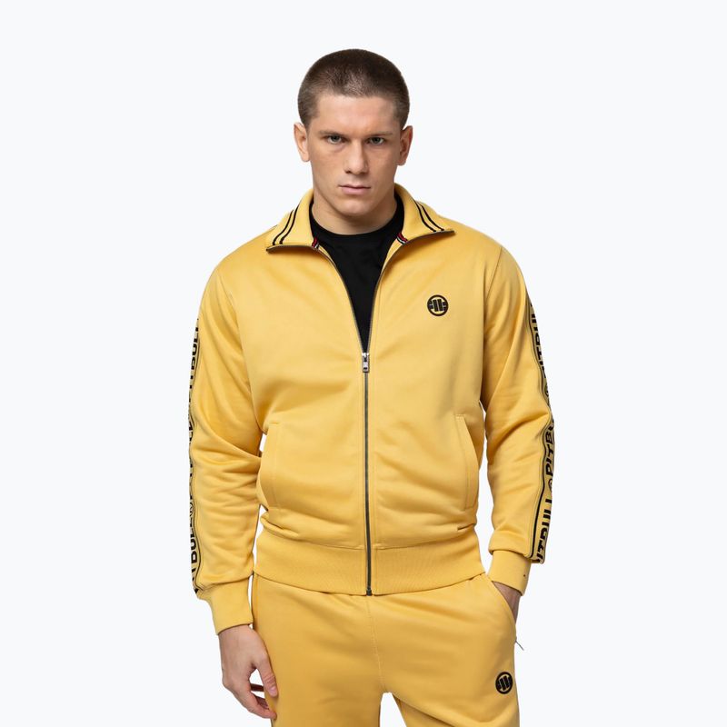 Herren Sweatshirt Pitbull Trackjacket Tape Logo Terry Group pale yellow