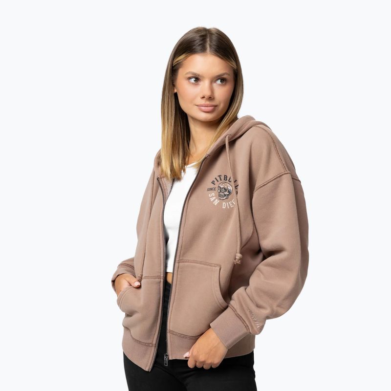 Damen-Hoodie Pitbull Skull Surf Hooded Zip chocolate mousse 5
