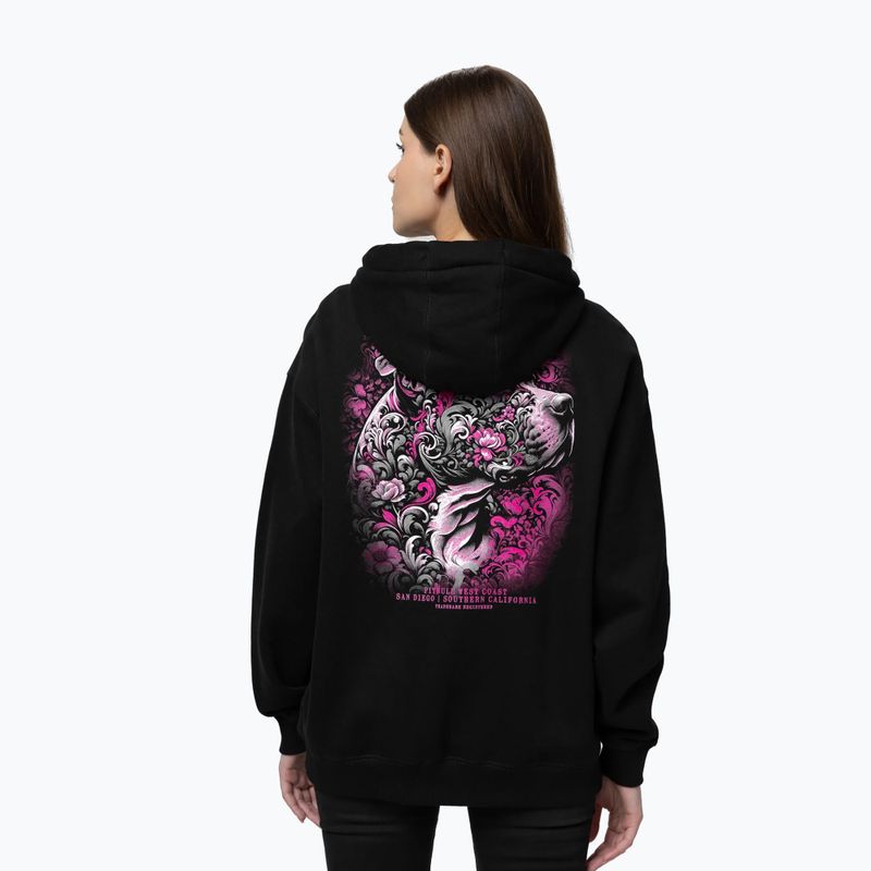 Damen Hoodie Pitbull Tattoo Hooded black 3